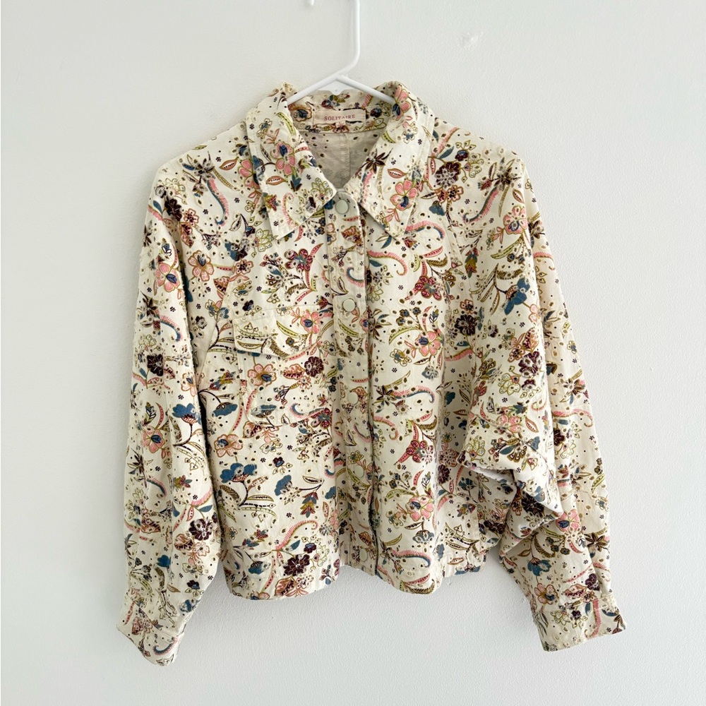 Anthropologie x Solitaire Floral Eyelet Snap Button Jacket Large